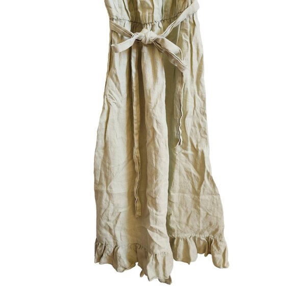 Reformation 100% Linen Sycamore Off Shoulder Midi Dress in Dried Herbs Green S - Picture 8 of 9